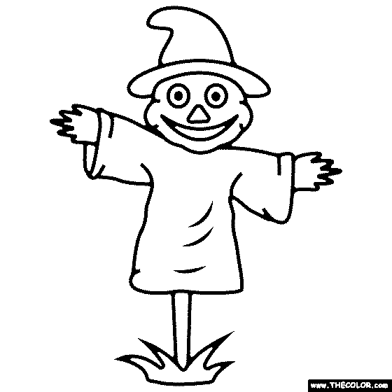 Happy Scarecrow Coloring Page