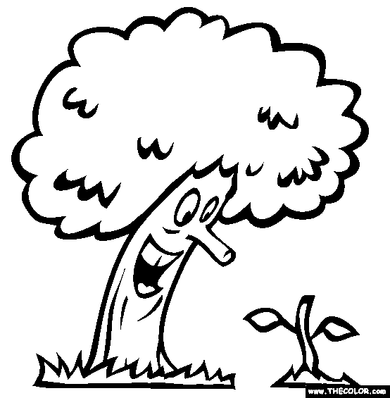 Happy Tree Arbor Day Online Coloring Page