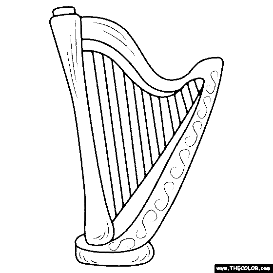 Harp Instrument Coloring Page