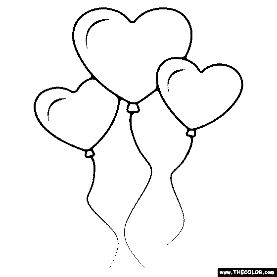 Heart Balloons Coloring Page