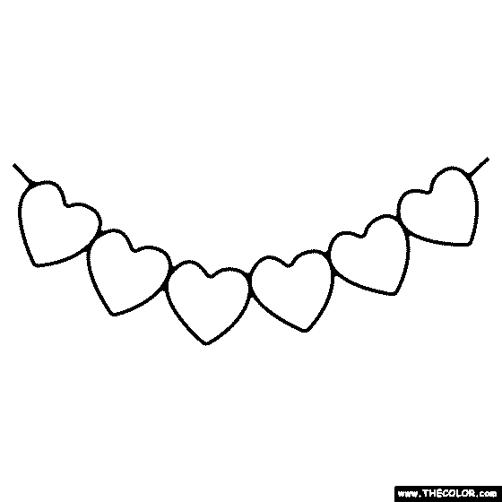 Heart Garland Coloring Page