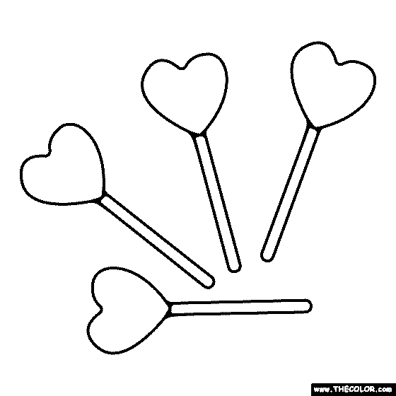 Heart Lollipops Coloring Page