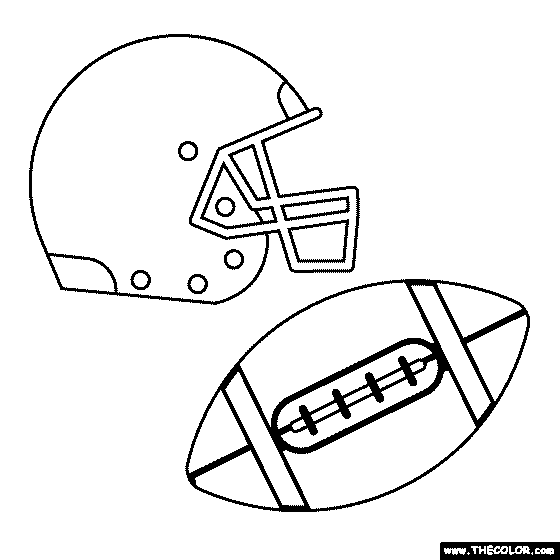 Helmet And Football Coloring Page