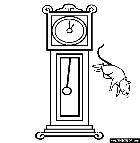 Hickory Dickory Dock Coloring Page