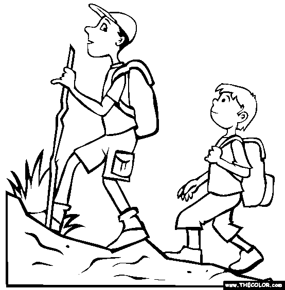 coloring hiking drawing hiker summer clip hikers thecolor getdrawings sketch template