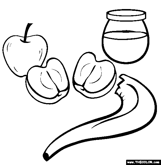 Honey Apple Rosh Hashannah Coloring Page