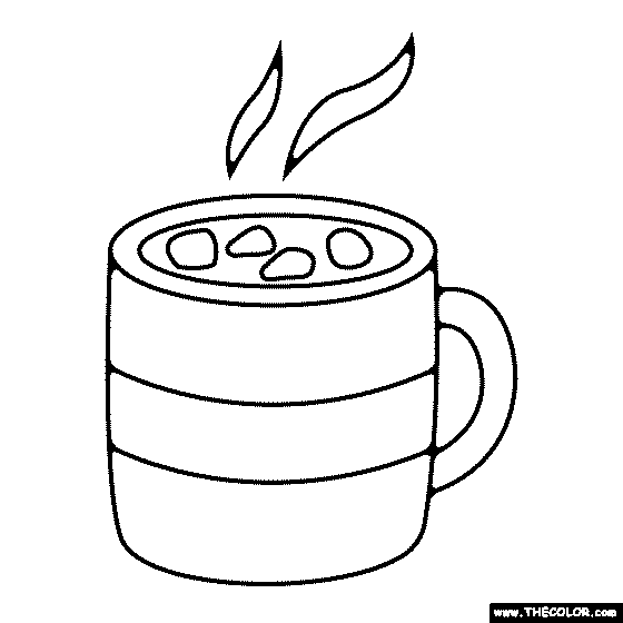 Hot Chocolate With Marshmallows Coloring Page