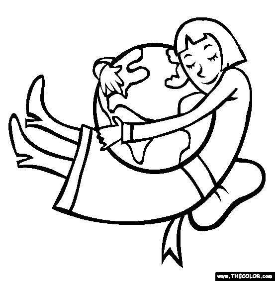 Hugging The Earth Coloring Page