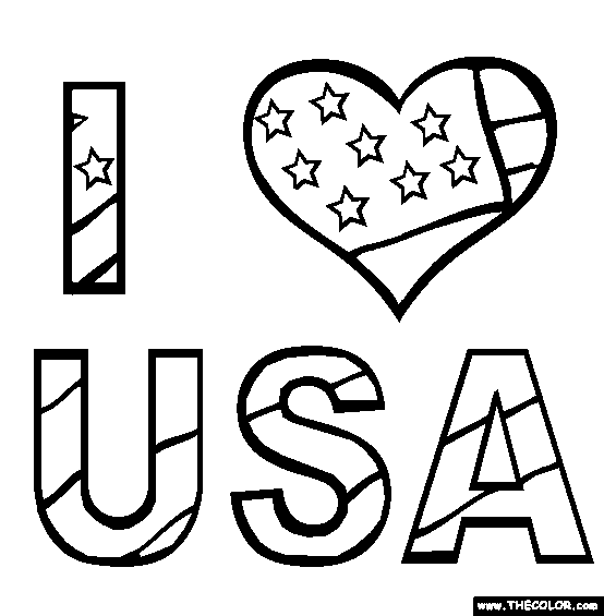 I Love USA Coloring Page