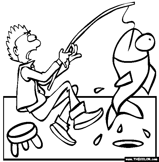 Ice Fishing Coloring Page