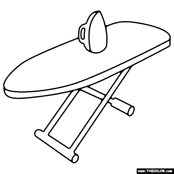 Iron and Ironing Board Coloring Page