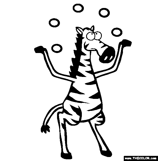 Juggling Zebra Online Coloring Page