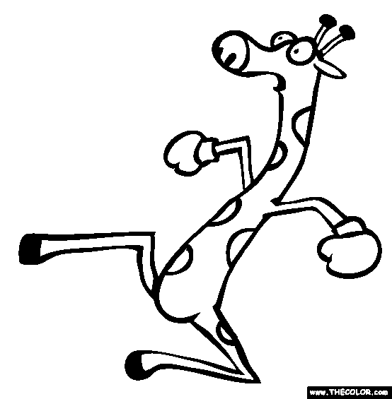 Kickboxing Giraffe Coloring Page