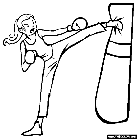 Kickboxing Coloring Page