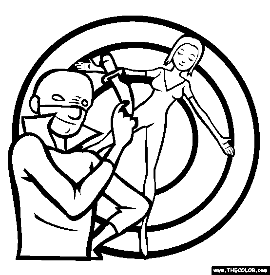 Knife Throwing Coloring Page