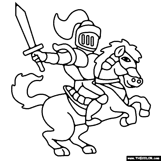 Knight on Horse Coloring Page