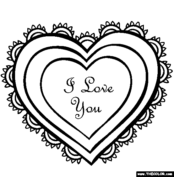 Valentines Day Lace Hearts Coloring Page