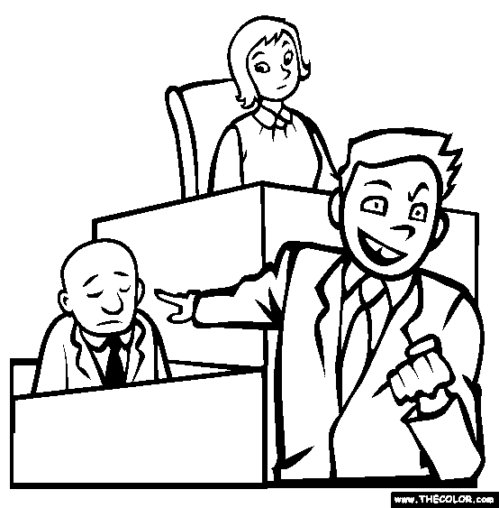 Lawyer in Court Coloring Page