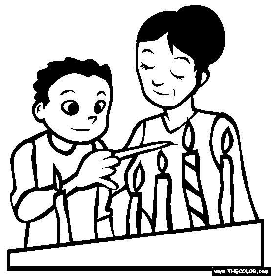 Lighting Candles Coloring Page