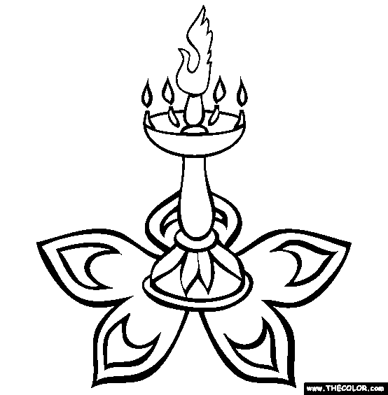 Diwali Flower Candle Coloring Page