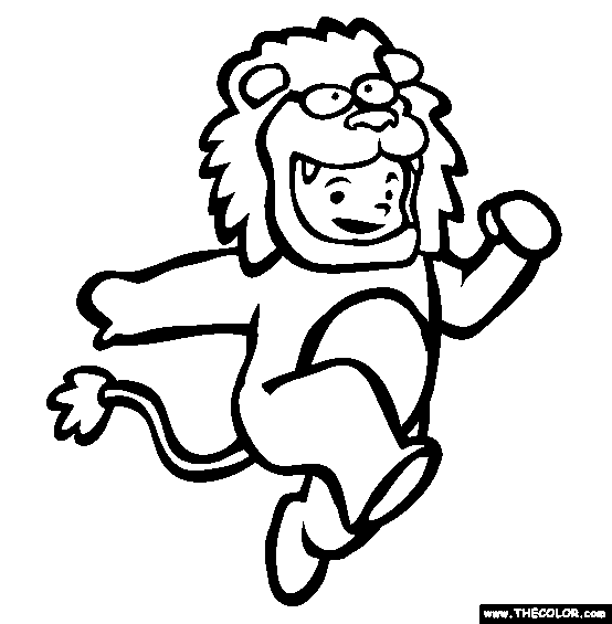 Halloween Lion Costume Online Coloring Page