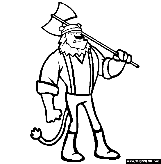 Lumberjack Lion Online Coloring Page 