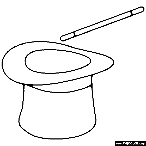 Magic Hat and Wand Coloring Page