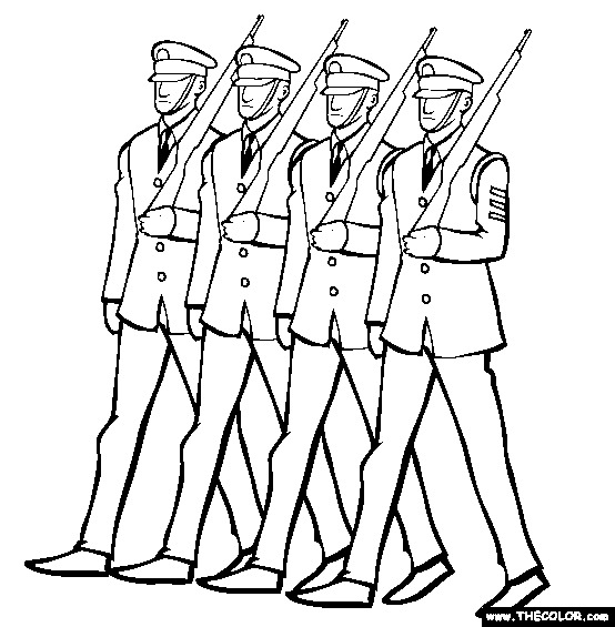Soldiers Marching Veterans Day Coloring Page