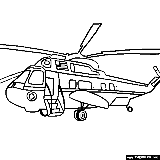 Marine One Presidential Helicopter Coloring Page