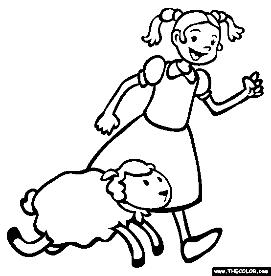 Mary Had A Little Lamb Coloring Page