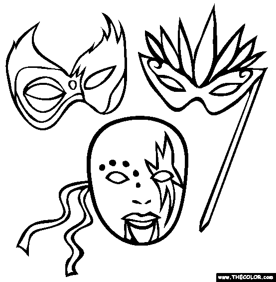 Masks Coloring Page