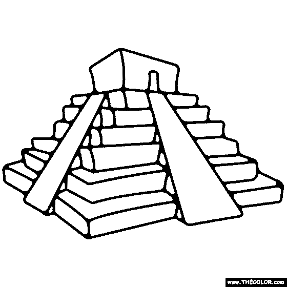 Mayan Pyramid Coloring Page