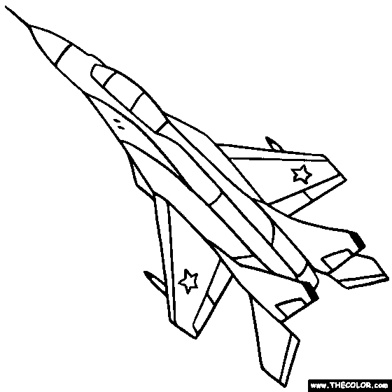 Military Jet Fighter Airplane Coloring Page