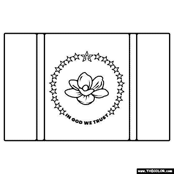 Mississippi State Flag Coloring Page