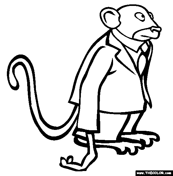 Monkey In Suit Coloring Page