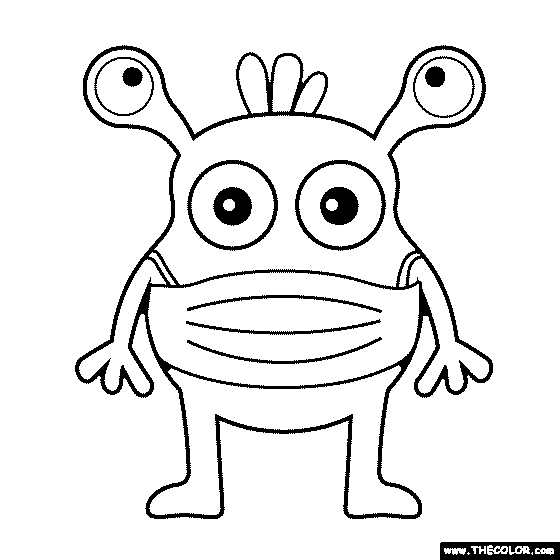 Monster wearing mask Coloring Page
