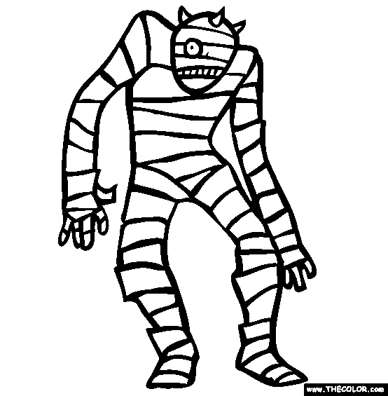 Mummy Halloween Costume Online Coloring Page