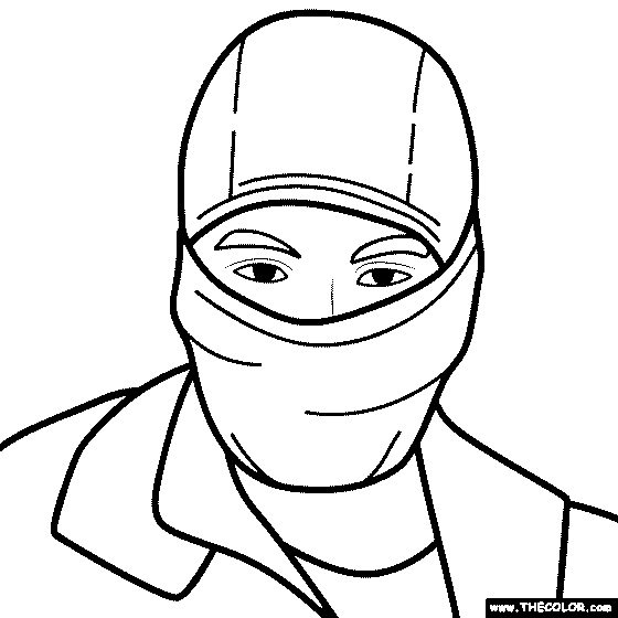 Ninja Face Coloring Page