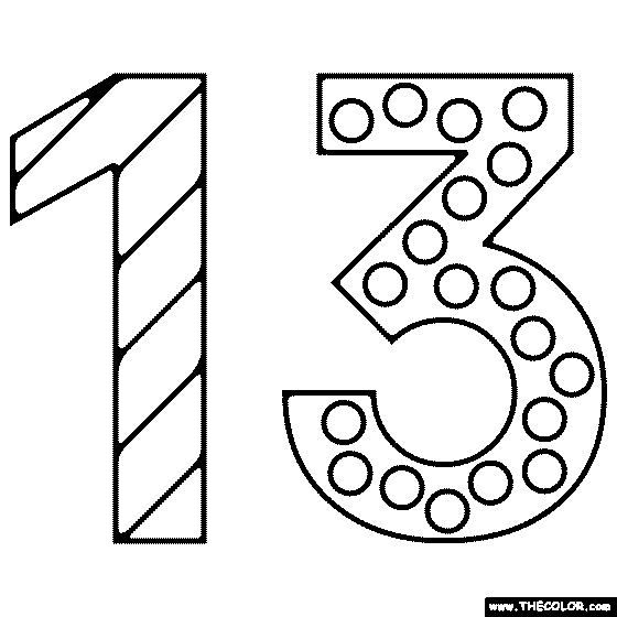 Number 13 Coloring Page