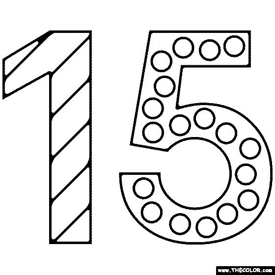 Number 15 Coloring Page