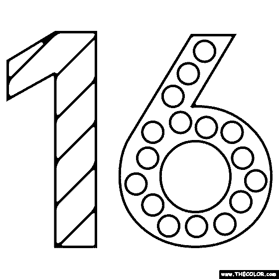 Number 16 Coloring Page