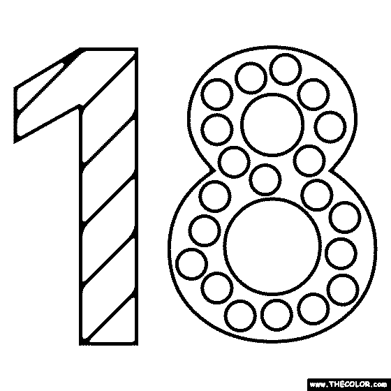 Number 18 Coloring Page