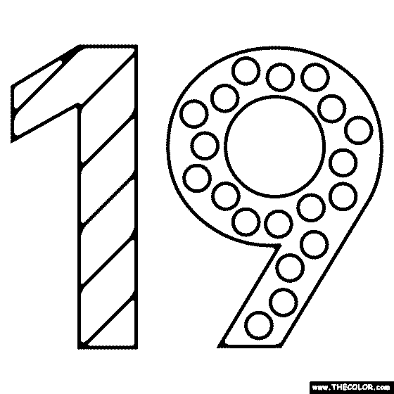 Number 19 Coloring Page