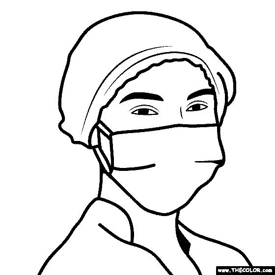 Nurse Mask, Coronavirus, CovidColoring Page