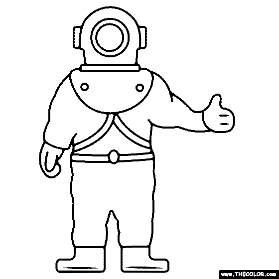 Old Fashioned Divers Suit Coloring Page