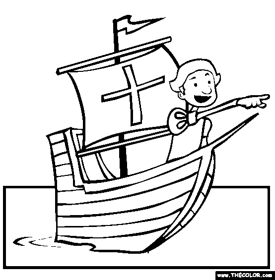 On Board the Santa Maria Coloring Page