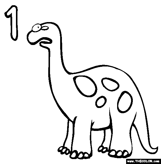 One (Dinosaur) Coloring Page