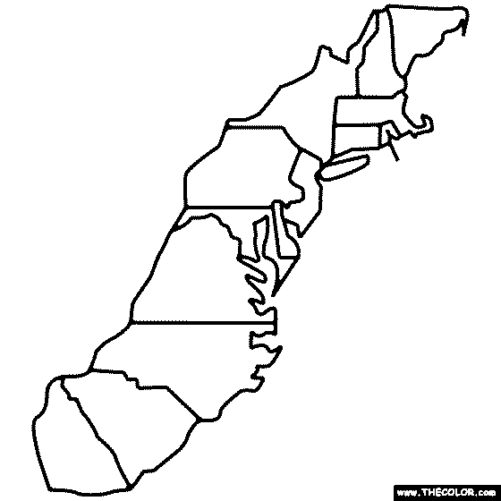 Original 13 Colonies Coloring Page