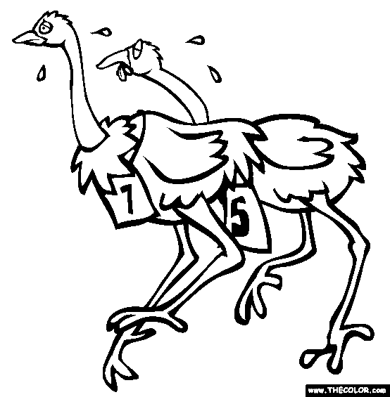Ostrich Marathon Coloring Page
