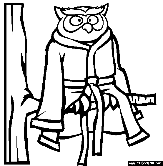 Owl In Bathrobe Coloring Page